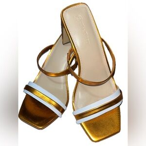 The Drop Avery Orange Sandal Heels, NWT, Size 8